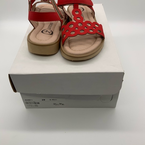 One35 Ankle Strap Red Sandals, Vegan Leather. Various Size - Picture 5 of 7